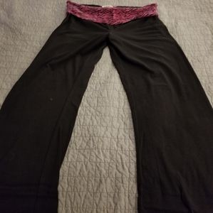 Track pants with hot pink accents